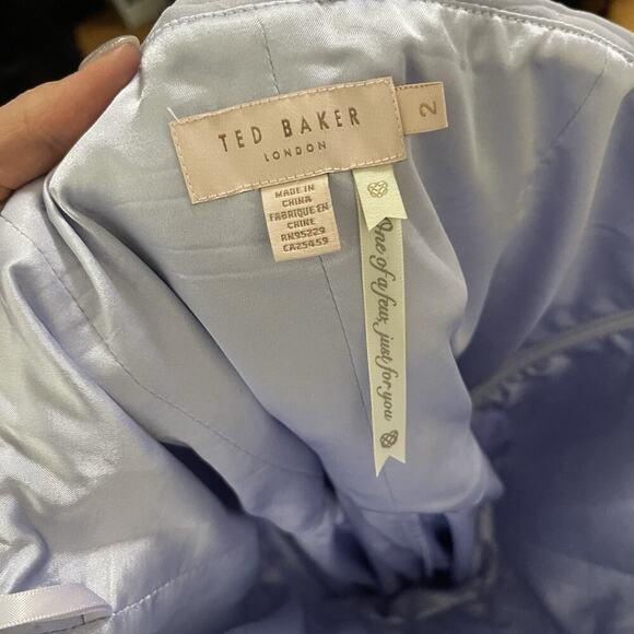 Ted Baker FINELLA One shoulder maxi bridesmaid dress chiffon light blue gown 2 - Picture 11 of 12